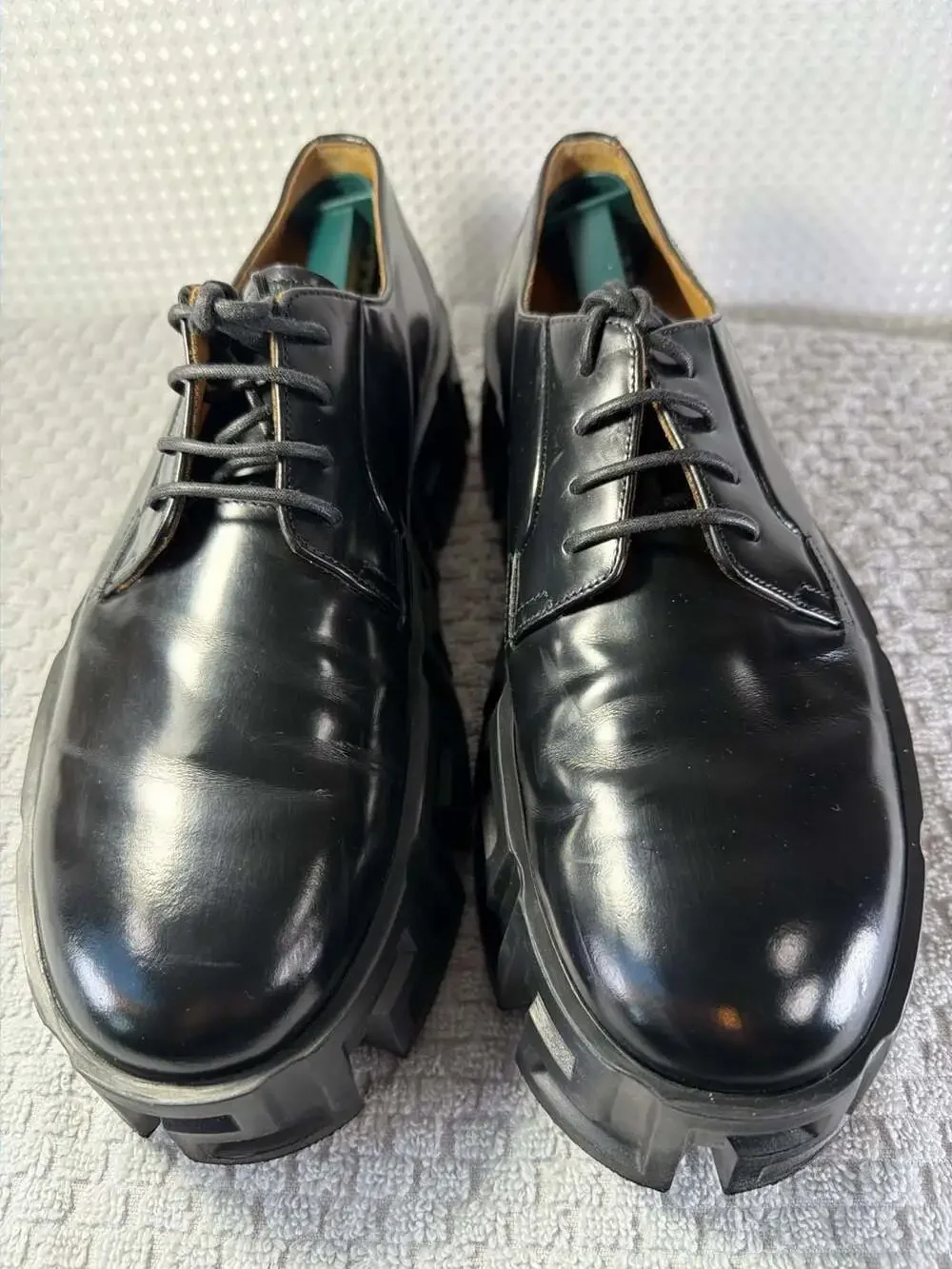 Versace Greca Labyrinth Leather Derby Platform Shoes